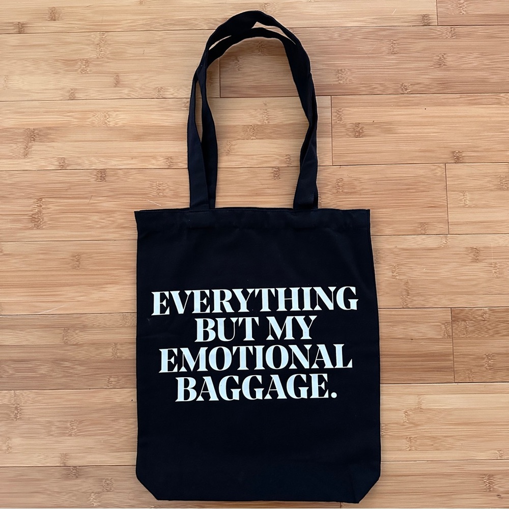 New IL MAKIAGE Everything But Emotional Baggage Black Canvas Shoulder TOTE Bag